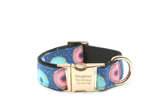 Glazed Donuts On Blue dog collar