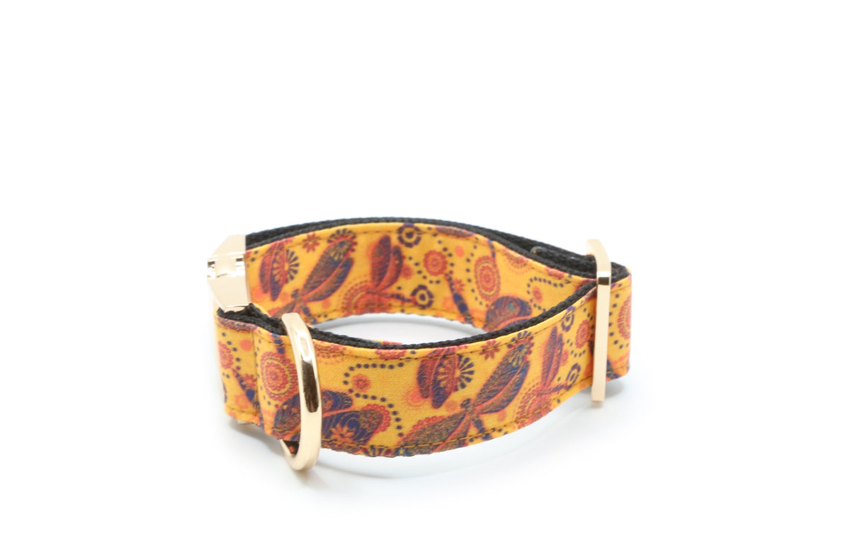 Boho Golden Dragonfly Dog Collar