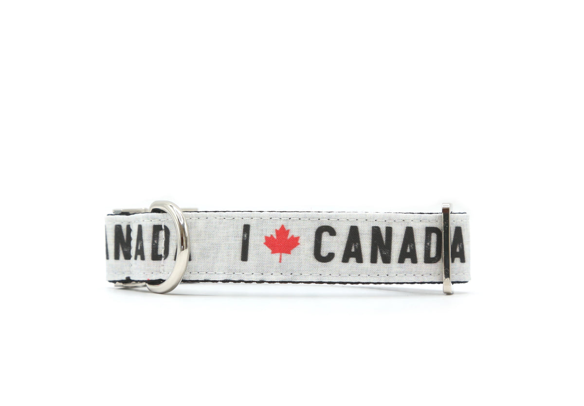 I Love Canada Maple Leaf Patrotic Dog Collar