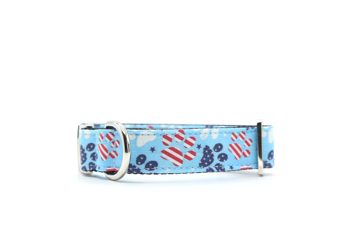 American Flag Paw Patriotic dog collar