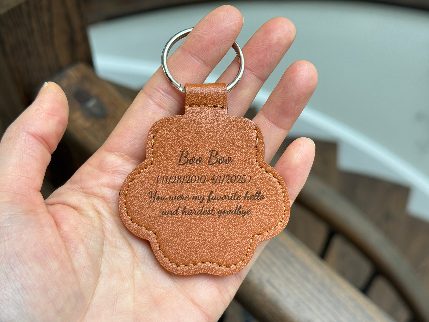 Pet hair memorial keychain charm