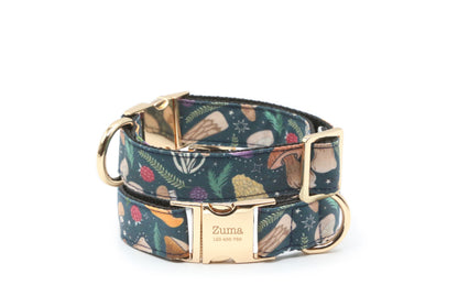 Woodland Foraging Mushroom & Berry Dog Collar