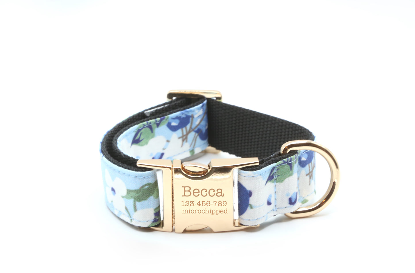 Blueberry floral dog collar