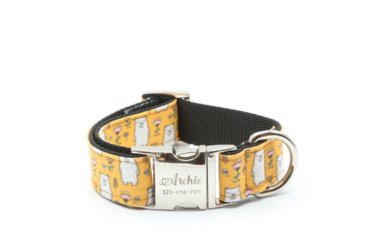 Bear and flower dog collar