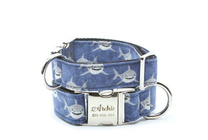Watercolor Great White Shark Dog Collar