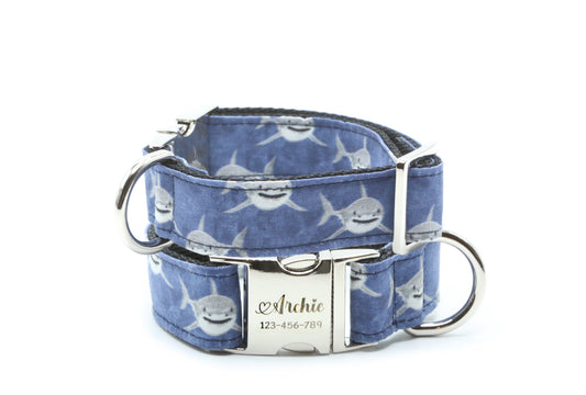 Watercolor Great White Shark Dog Collar