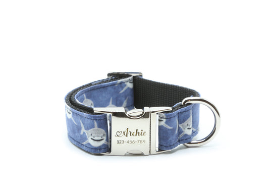 Watercolor Great White Shark Dog Collar