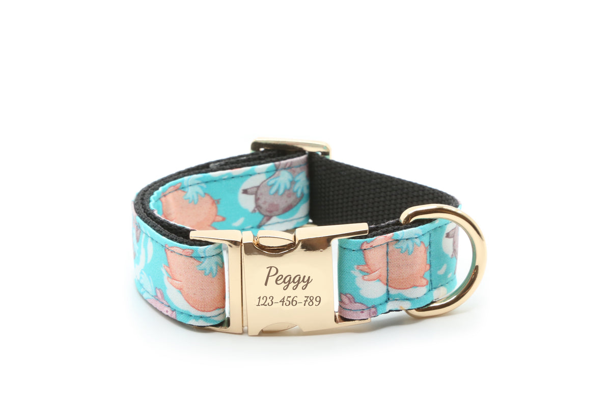 Flying Pigs dog collar