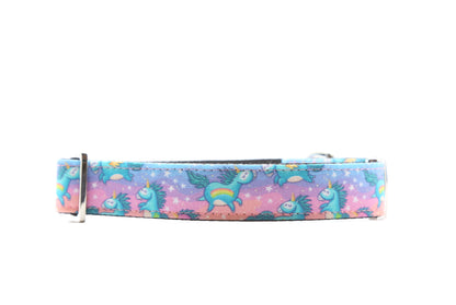 Flying Rainbow Unicorns dog collar