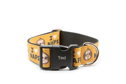 I Heart Naps Sloth Dog Collar