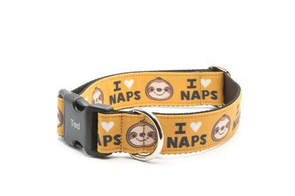 I Heart Naps Sloth Dog Collar