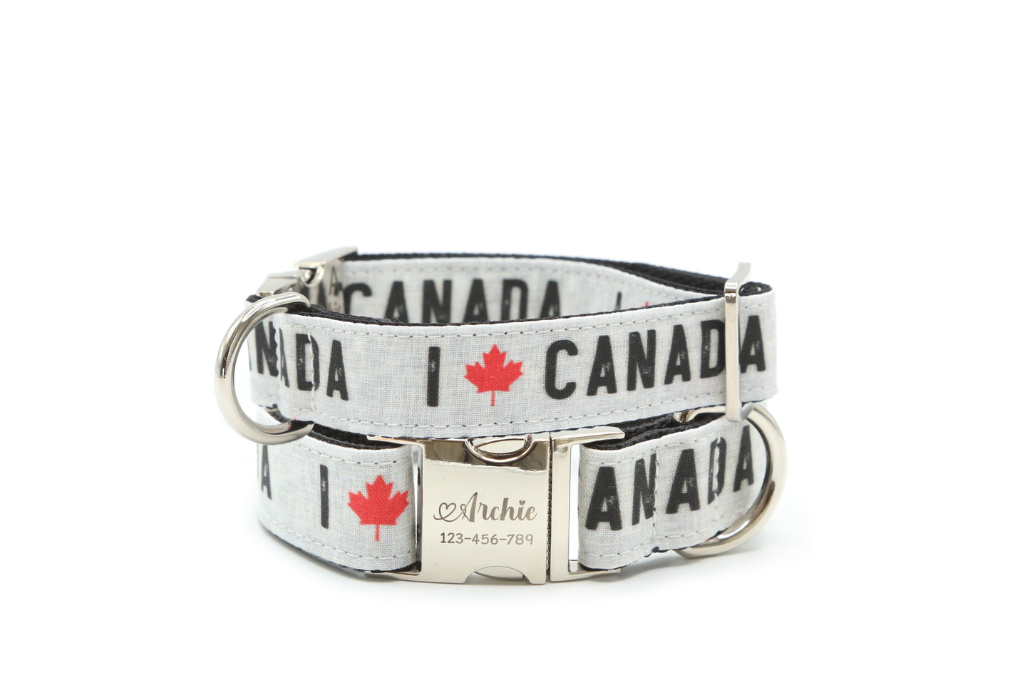 I Love Canada patrotic dog collar