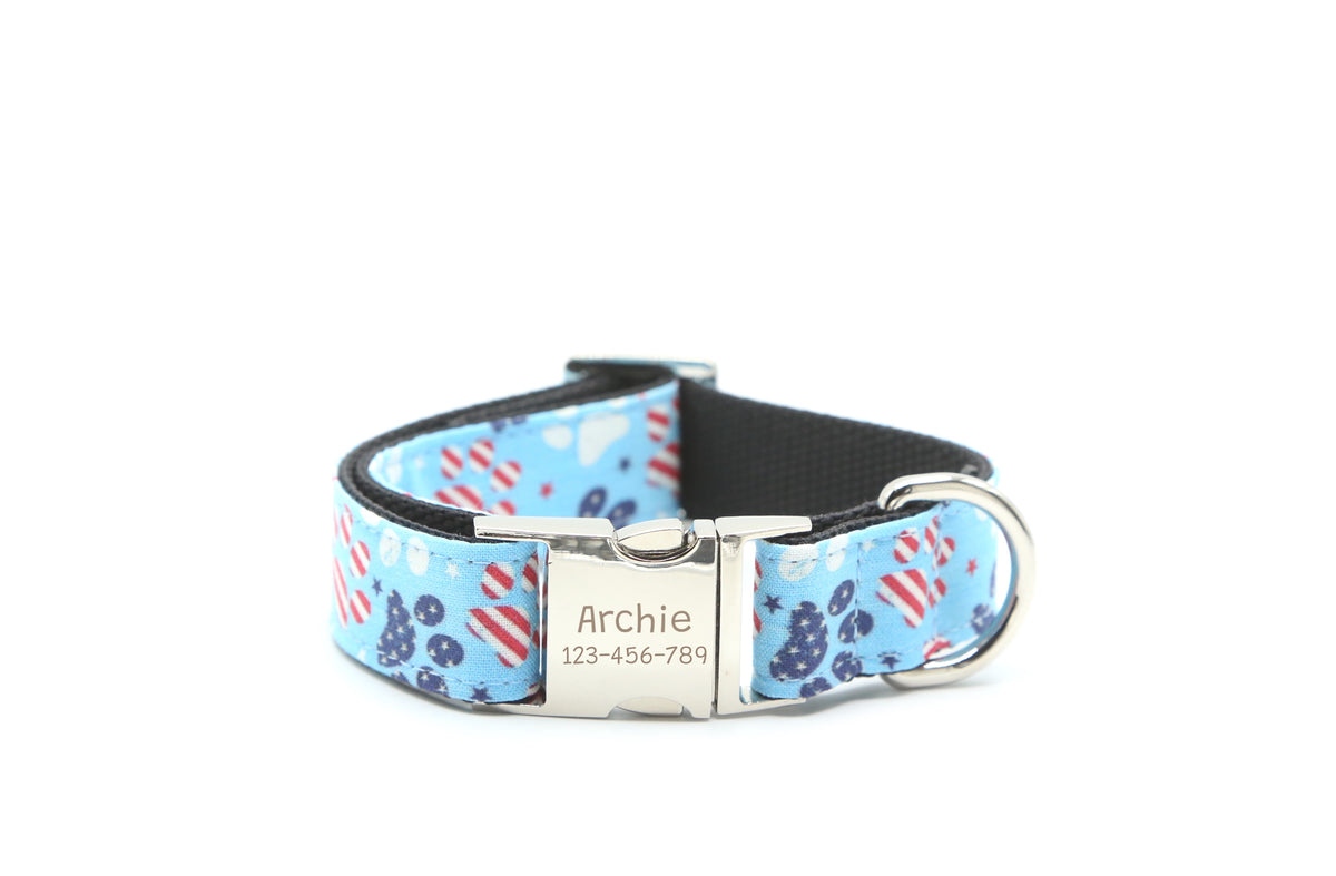 American Flag Paw Patriotic dog collar
