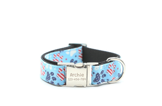 American Flag Paw Patriotic dog collar