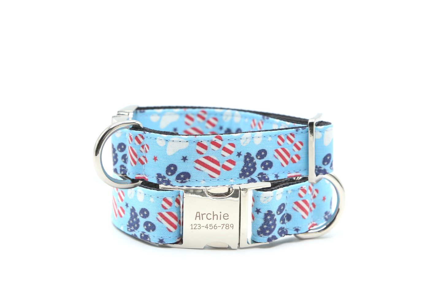 American Flag Paw Patriotic dog collar