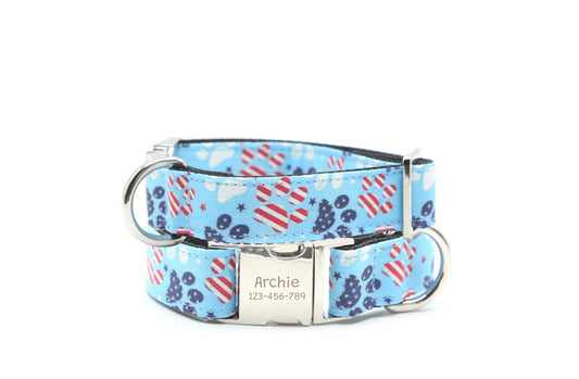 American Flag Paw Patriotic dog collar