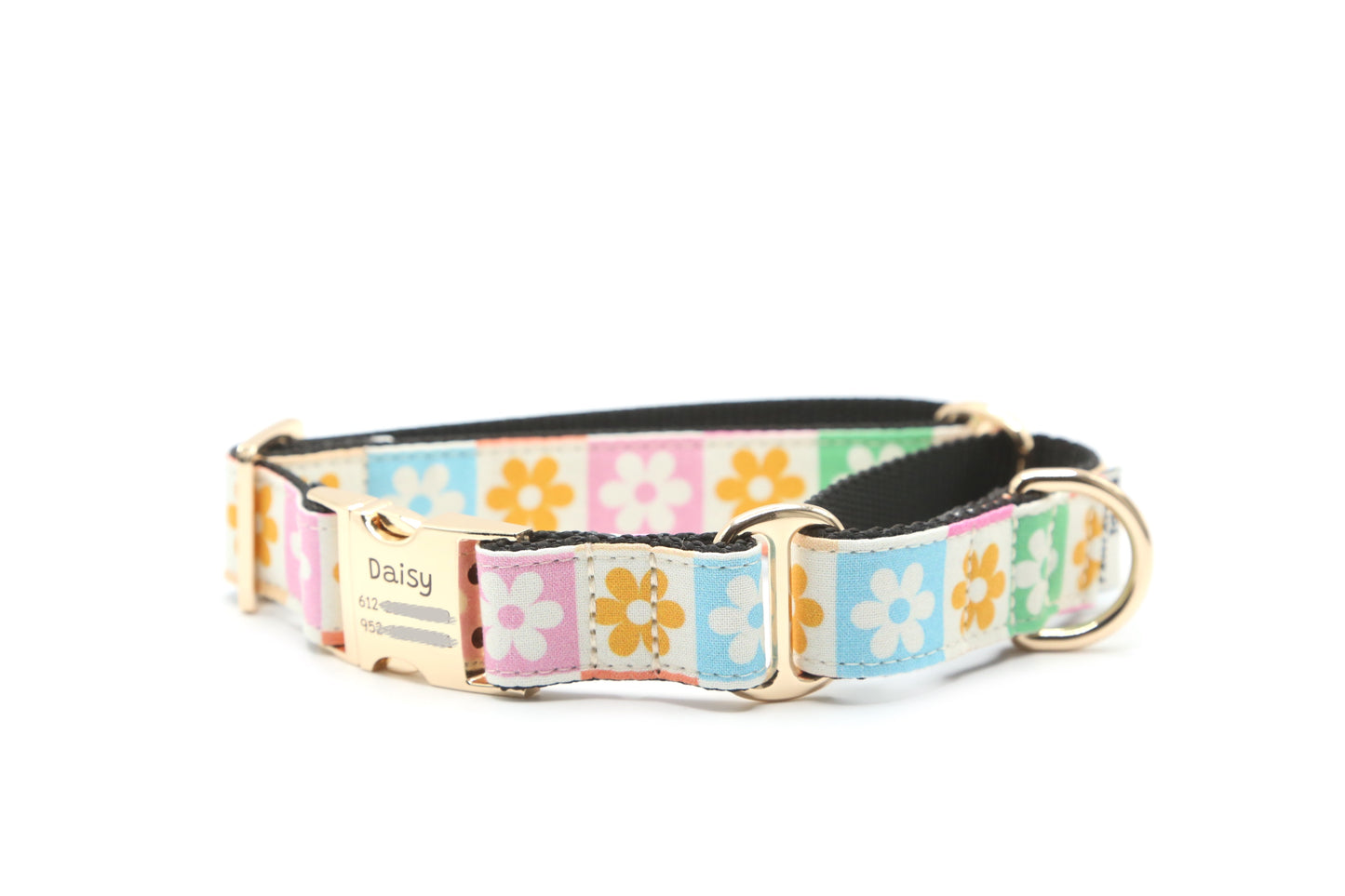 Daisy Checker floral dog collar