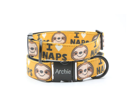 I Heart Naps Sloth Dog Collar